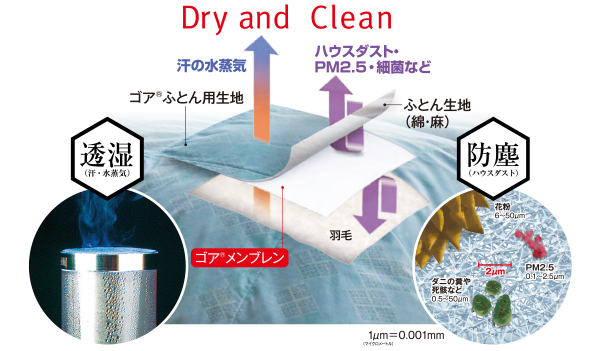 ゴア羽毛ふとんで爽やかに清潔な眠りを。