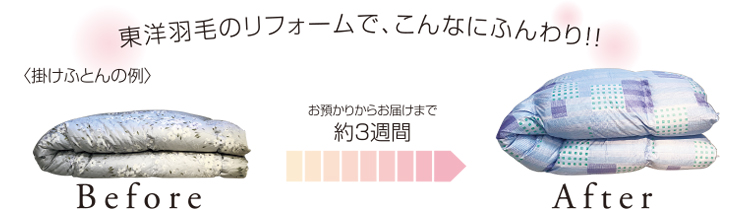 東洋羽毛のリフォームで、こんなにふんわり!